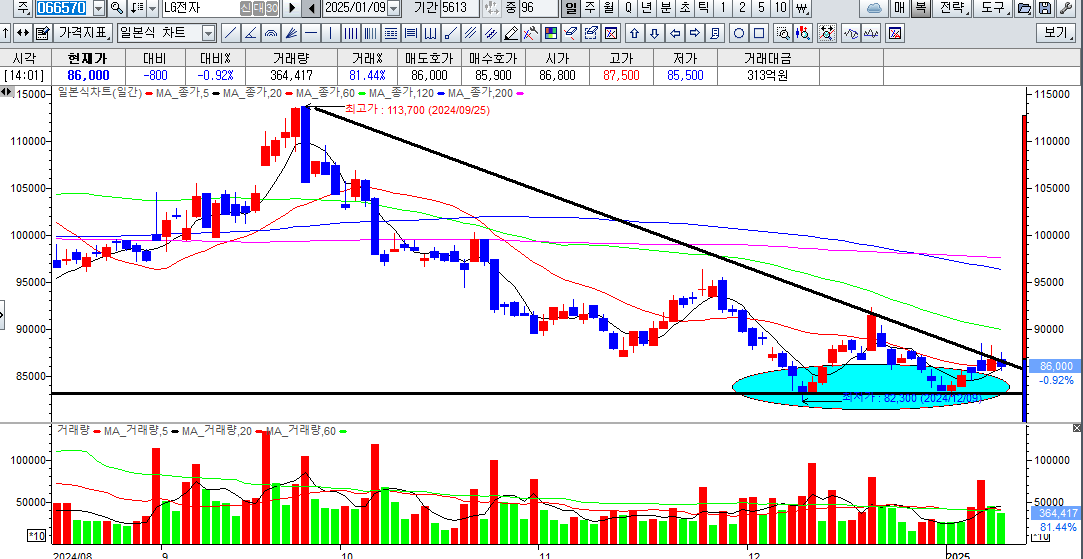 LG전자 일봉차트