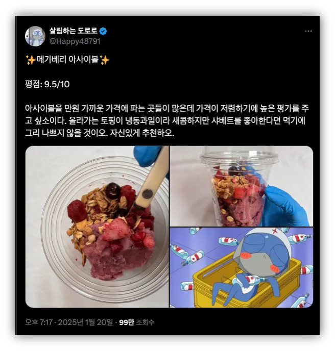 출처 : X(트위터) 살림하는 도로로