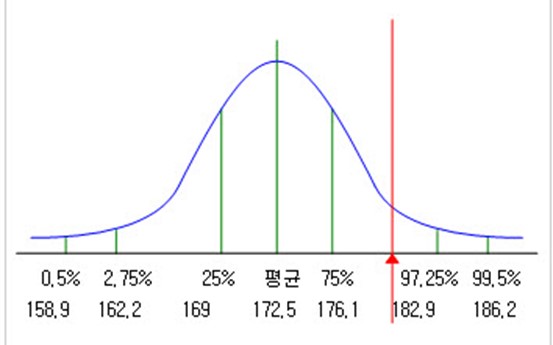 참고로 남자 키 185면 상위 2%입니다