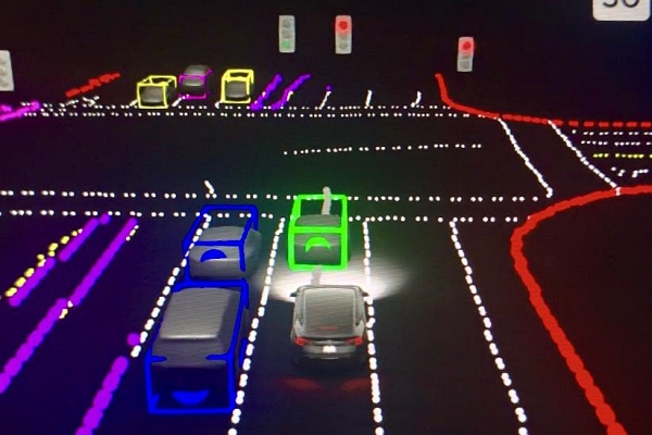 테슬라 FSD 베타9 야간 주행 화면