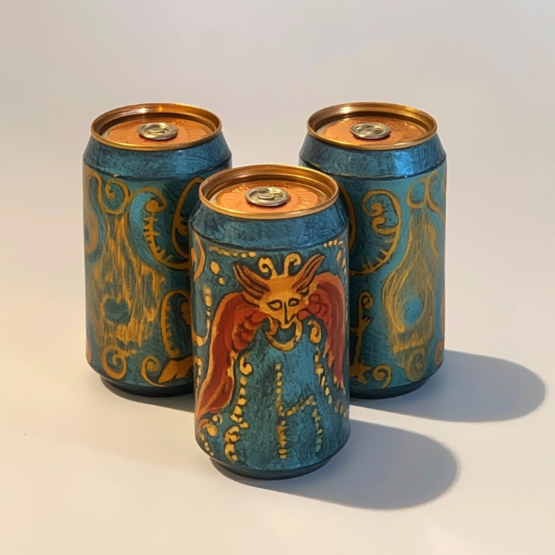 photo of beer can, color inspired by hermes --chaos 5 --stylize 50