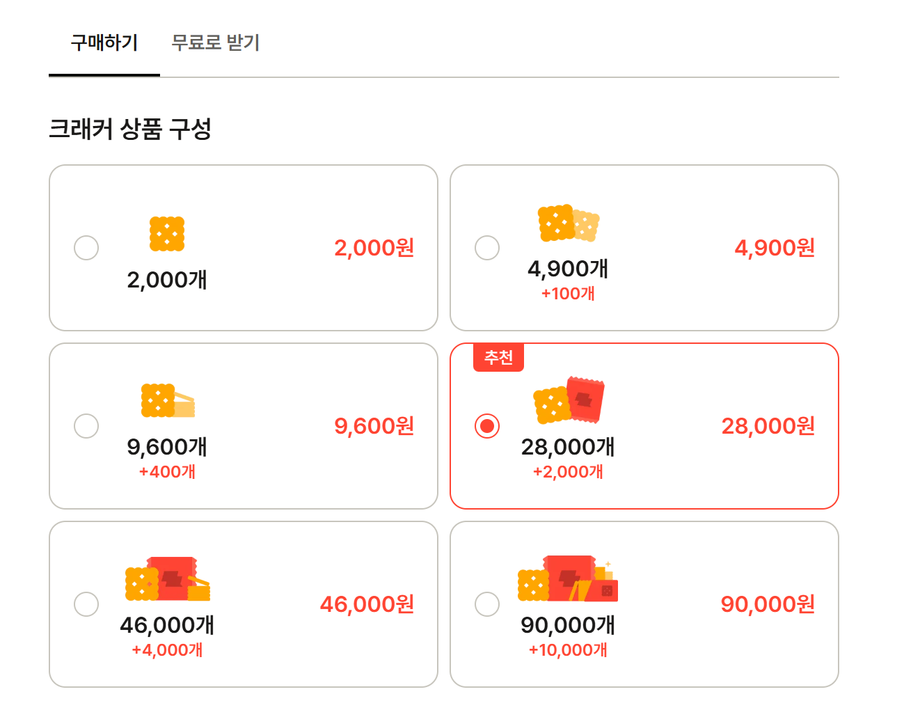 크랙(뤼튼)의 크레딧, 크래커 상품 구성