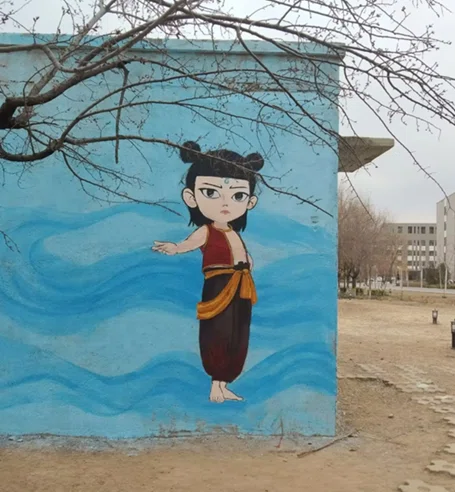 낙서 속 그림의 주인공은 나타(哪吒)였습니다.