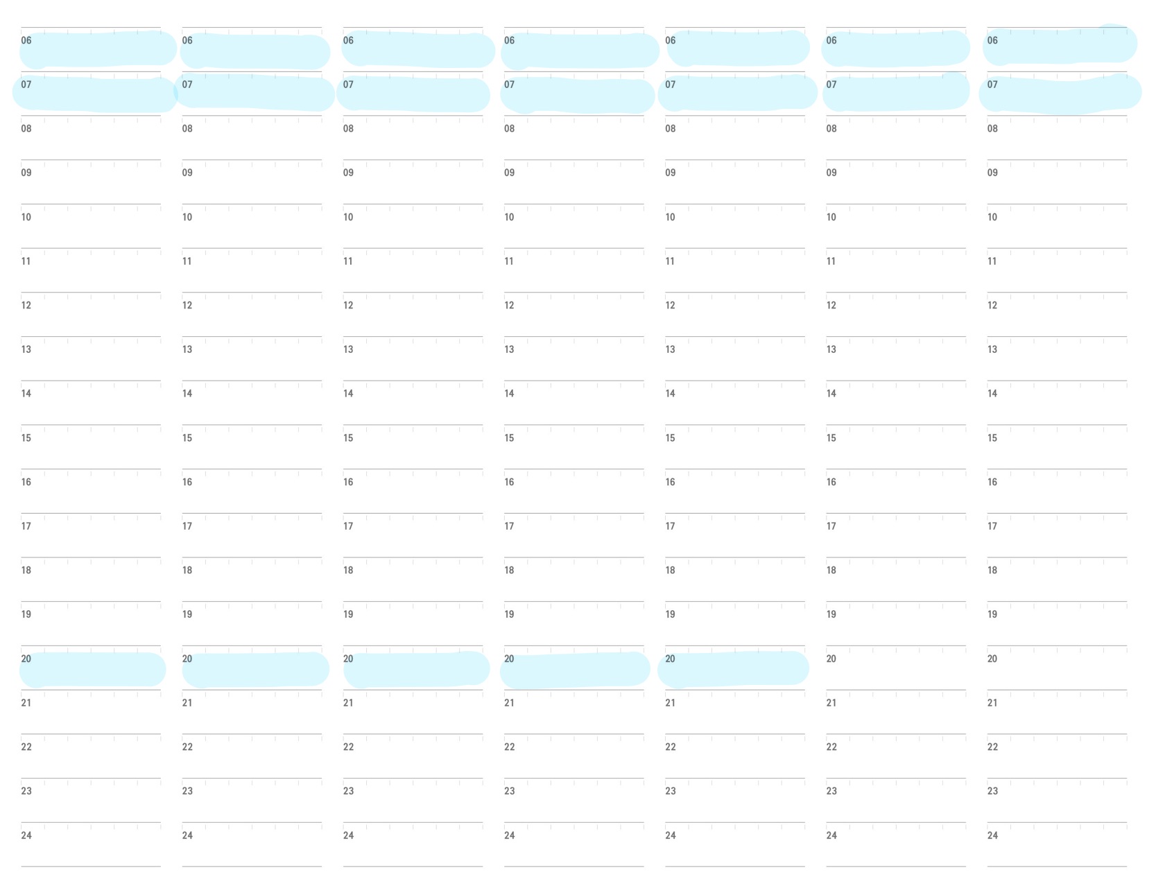 예시1 : 밤 시간을 포기하고 새벽시간, 배우자 퇴근 후 시간을 고정.