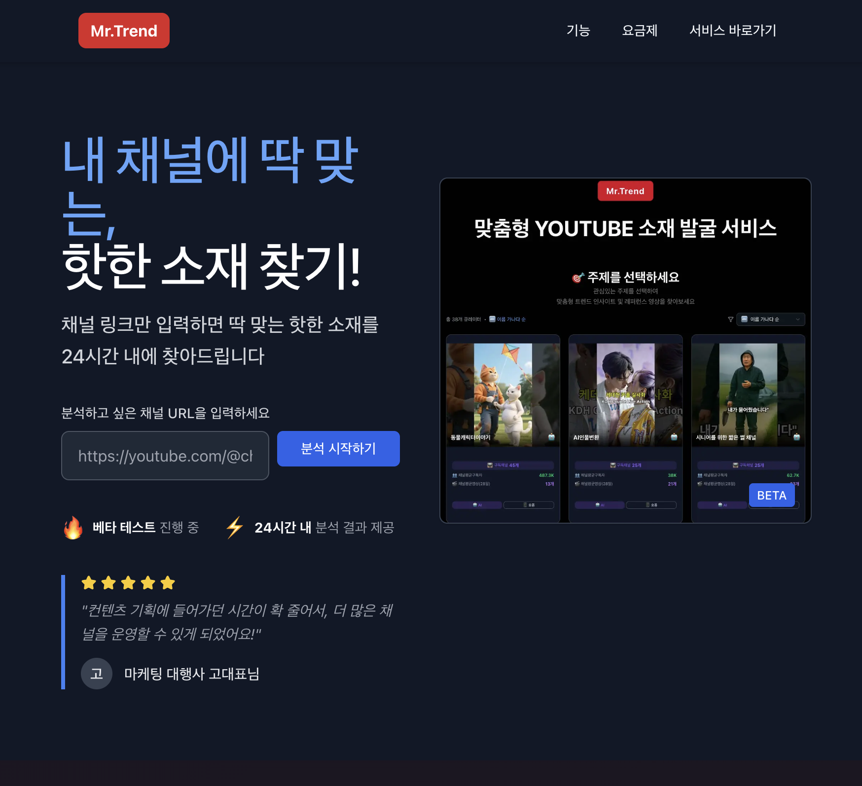 유튜브 검색 서비스 <미스터트렌드>