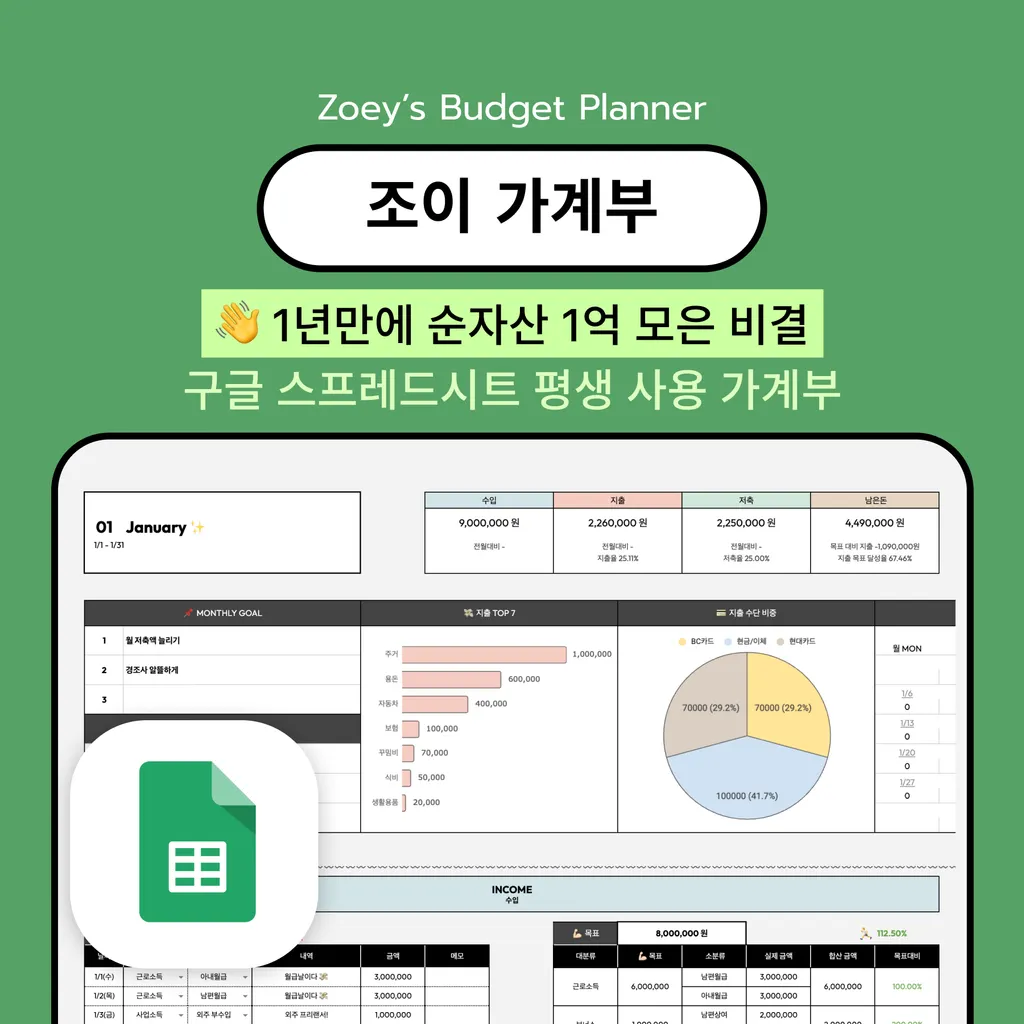 현재도 판매 중인 조이 가계부