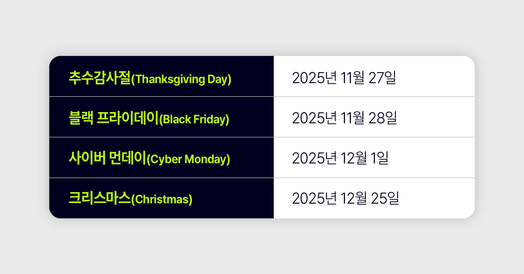 할로윈데이 이후 남은 2025년 주요 기념일 일정