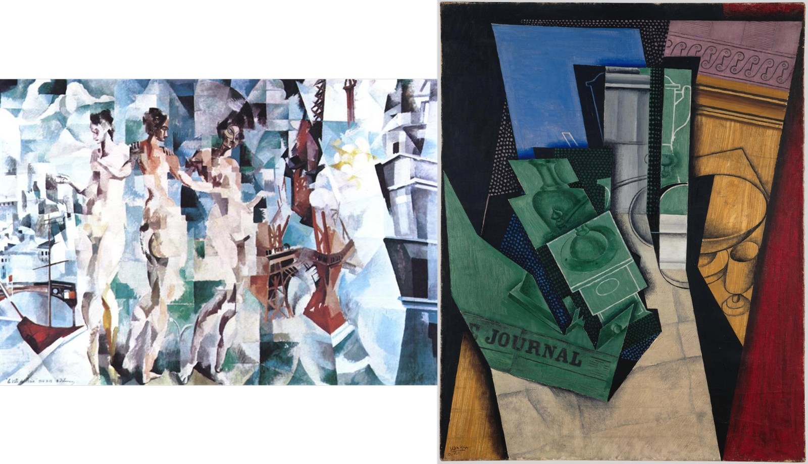 <파리의 도시>, 로베르 들로네, 1910-1912년 © Wikiart | <아침 식사>, 후안 그리스, 1915년 10월 © Wikipedia