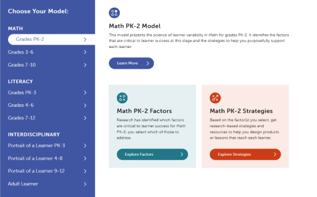 The Learner Variability Navigator ๋ชจ๋ธ ์ ํ ํ๋ฉด