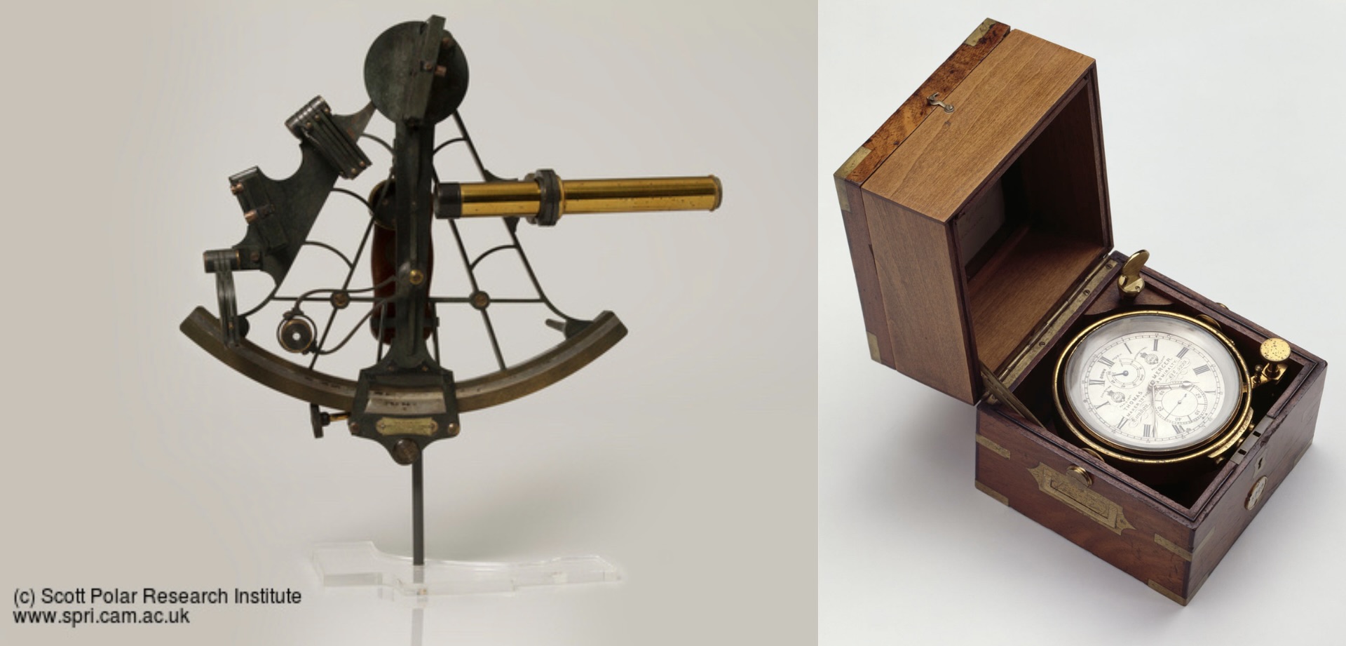 출처: Scott Polar Research Institute - 실제 제임스 케어드호 항해에 사용되었던 육분의와 크로노미터