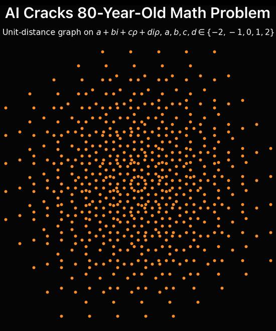 출처: Wolfram Community: OpenAI disproves Erdős unit distance conjecture - AI가 제시한 점 배치 패턴