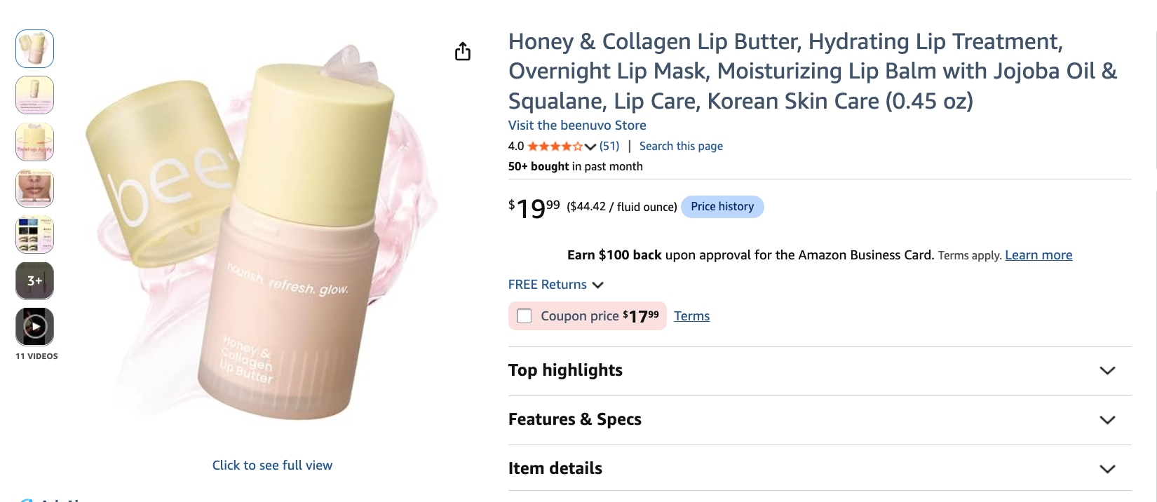 비누보 히어로 제품 Honey & Collagen Lip Butter