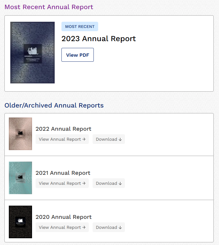 2023년까지 발행된 힙노시스 Annual Report