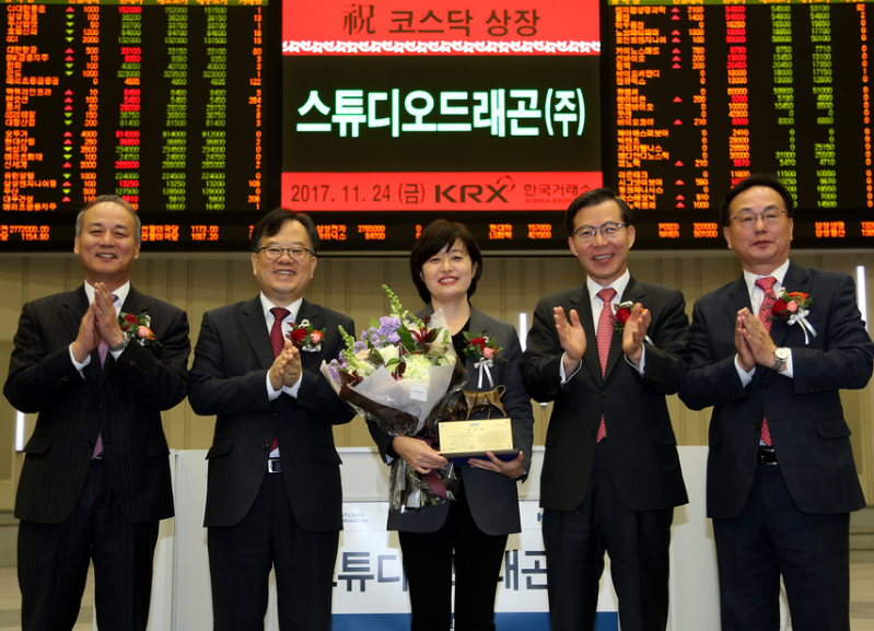 2017년 11월 24일 상장 첫날 시총 2조 찍은 스튜디오 드래곤. 사진 - 한국거래소