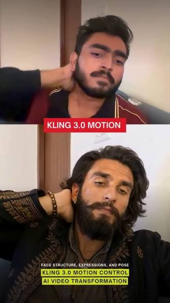 KLING 3.0 Motion Control 예시. 만들어진 영상은 실제 촬영된 영상과 구분하기 힘들정도의 퀄리티로 올라왔다.