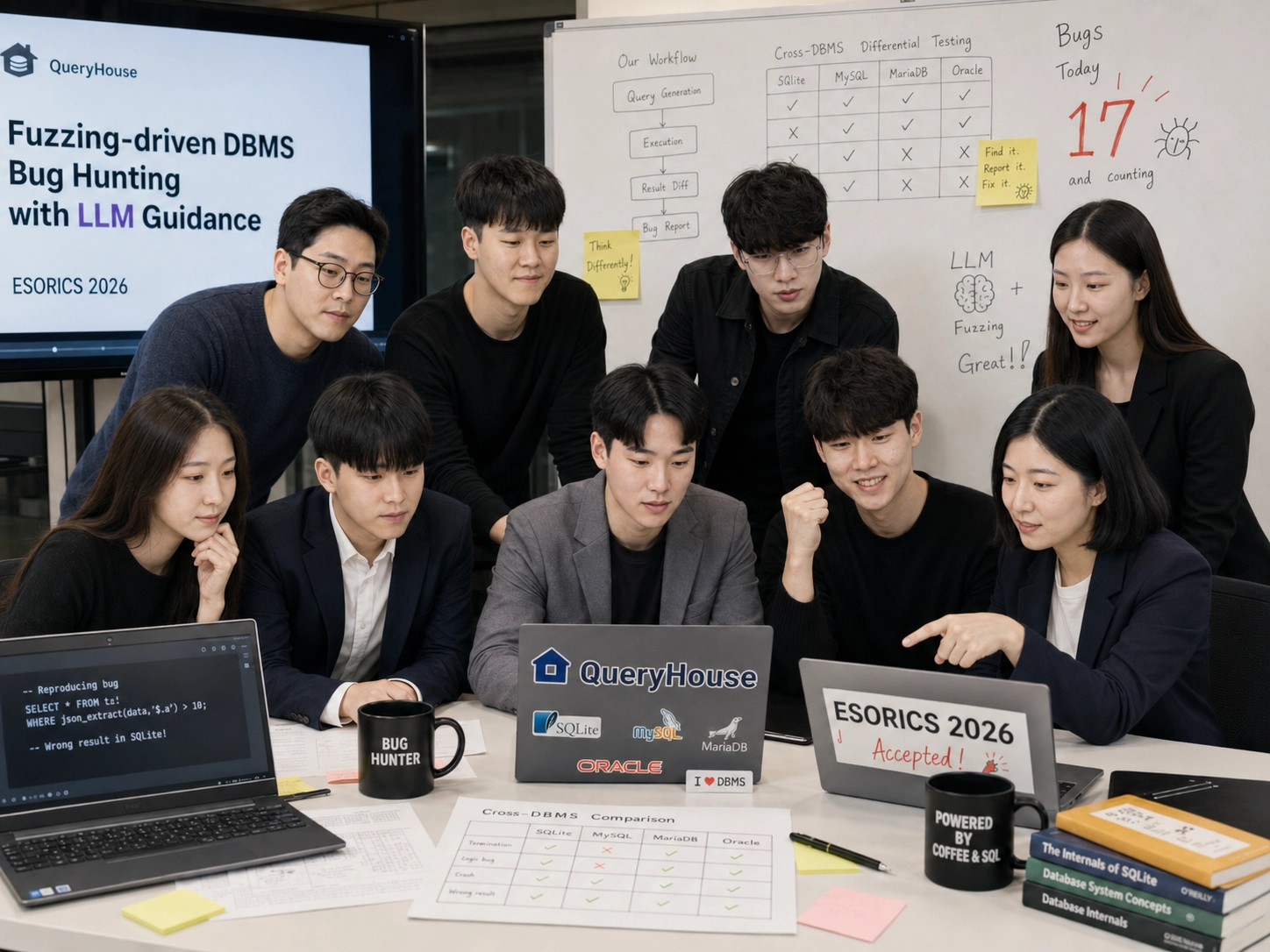 ▲’쿼리전문점’ 팀의 활동 사진, (상)발표자료 발췌 (하)chatGPT 생성