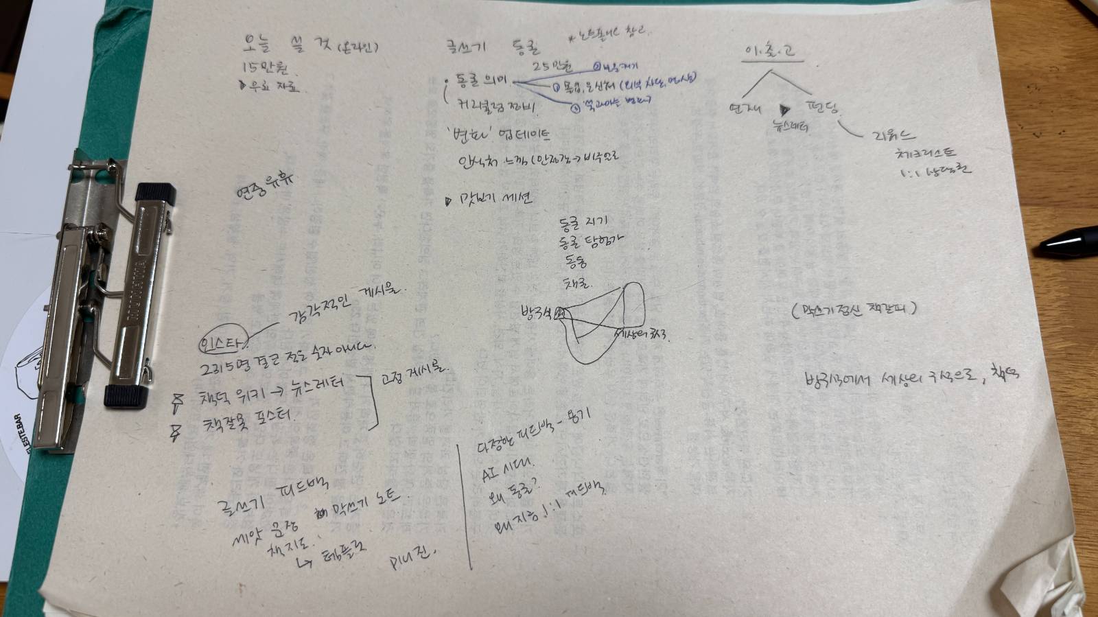 저의 요즘 낙서(종이가 많이 필요해서 이면지 모음을 활용합니다)