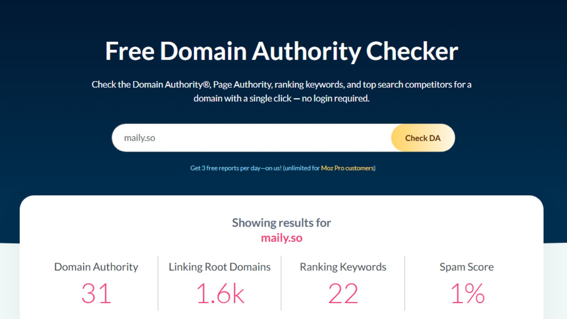 <모즈 웹 사용 화면, 출처: Moz>