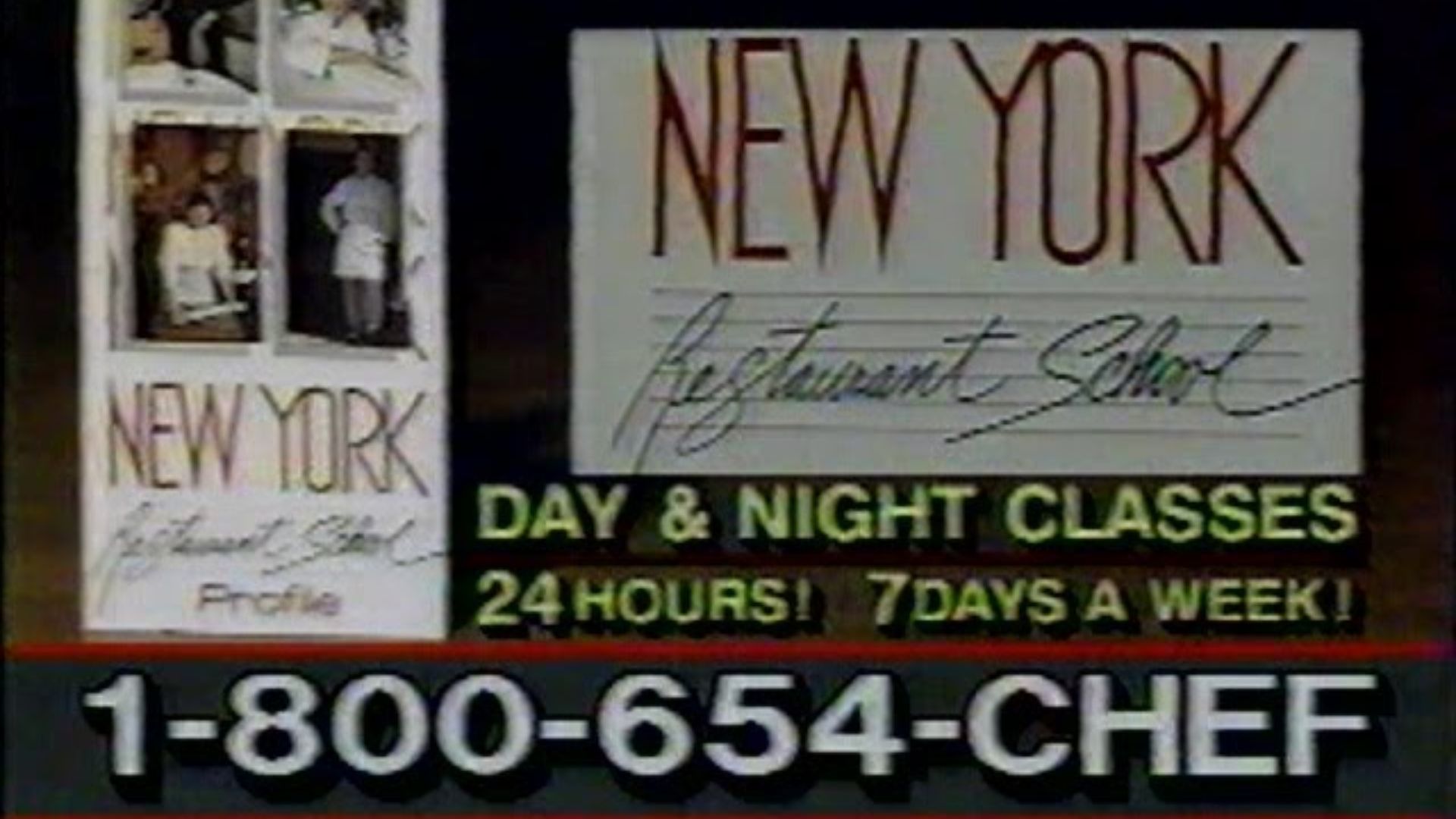 <뉴욕 레스토랑 스쿨의 홍보 광고(1990), 출처: The Duke Mitchell Film Club>