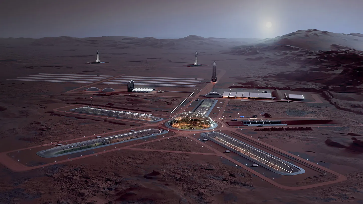 <화성 도시 예상도, 출처:&nbsp;SpaceX>