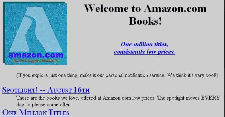 <아마존의 초기 웹페이지, 출처: Collabfund>