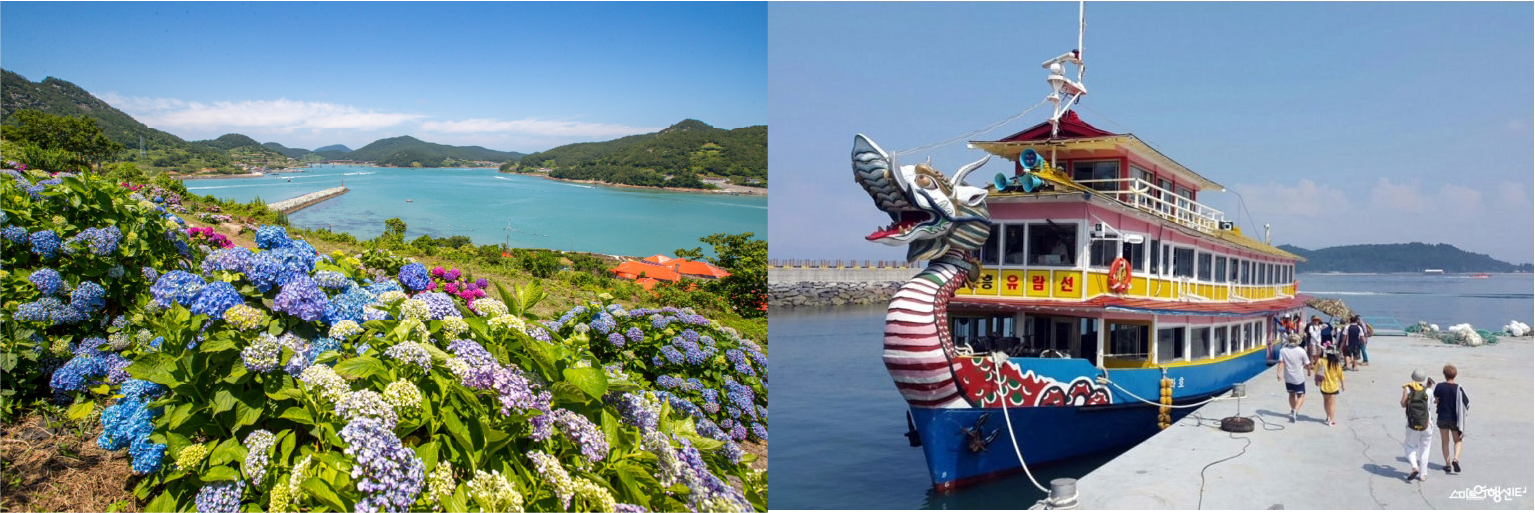 좌-쑥섬(출처:고흥군청) / 우-금당팔경 유람선(출처:미친사이판 블로그)