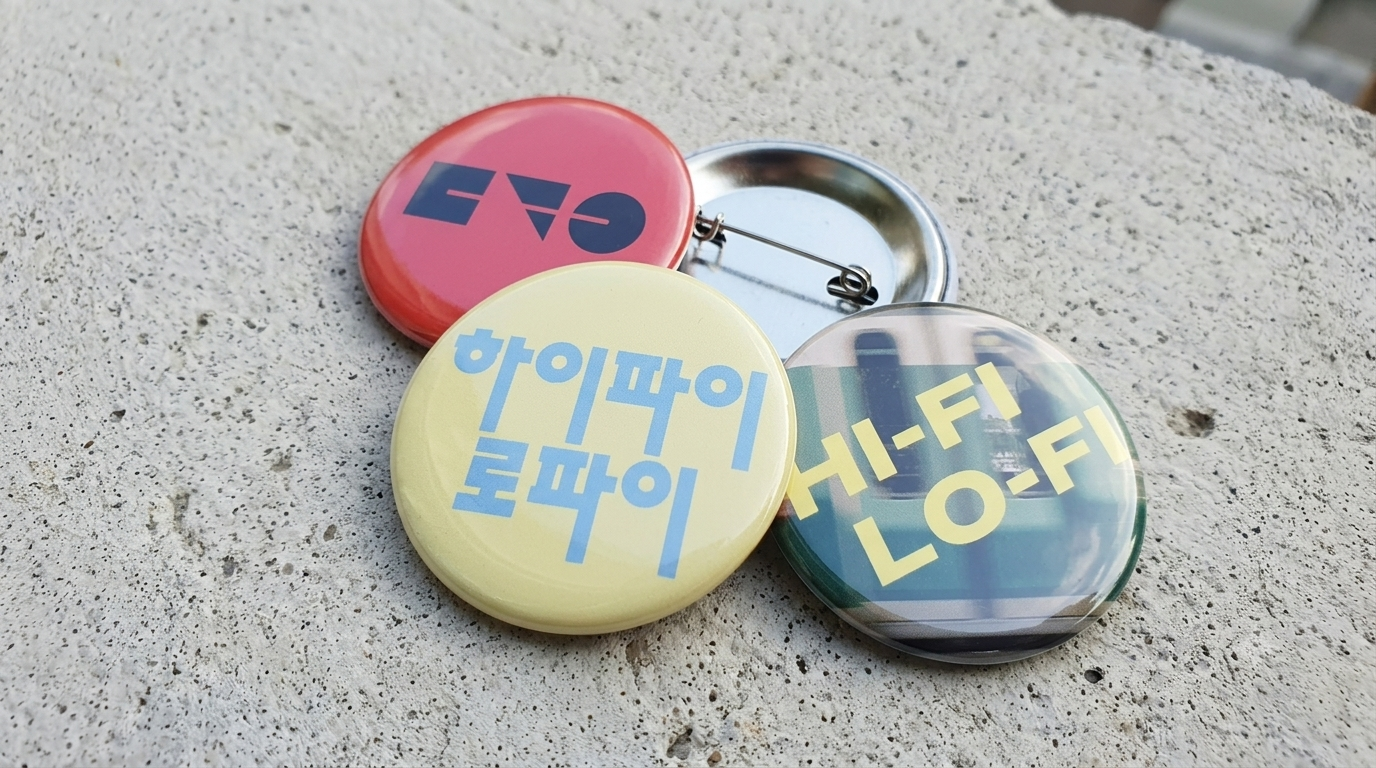 올해의 주제 하이-파이 로-파이 핀버튼 3종