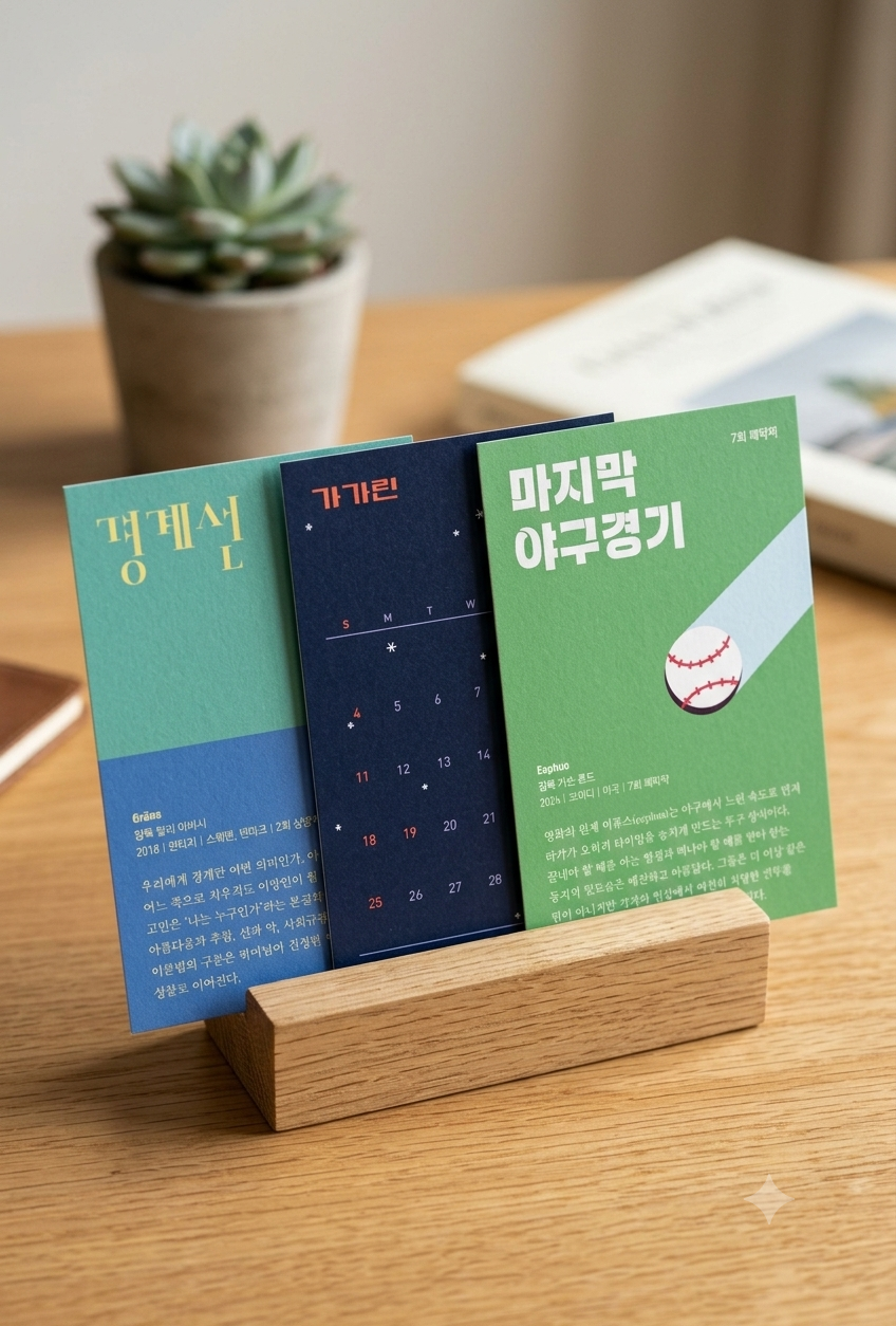모기영 상영작이 소개된 엽서 달력