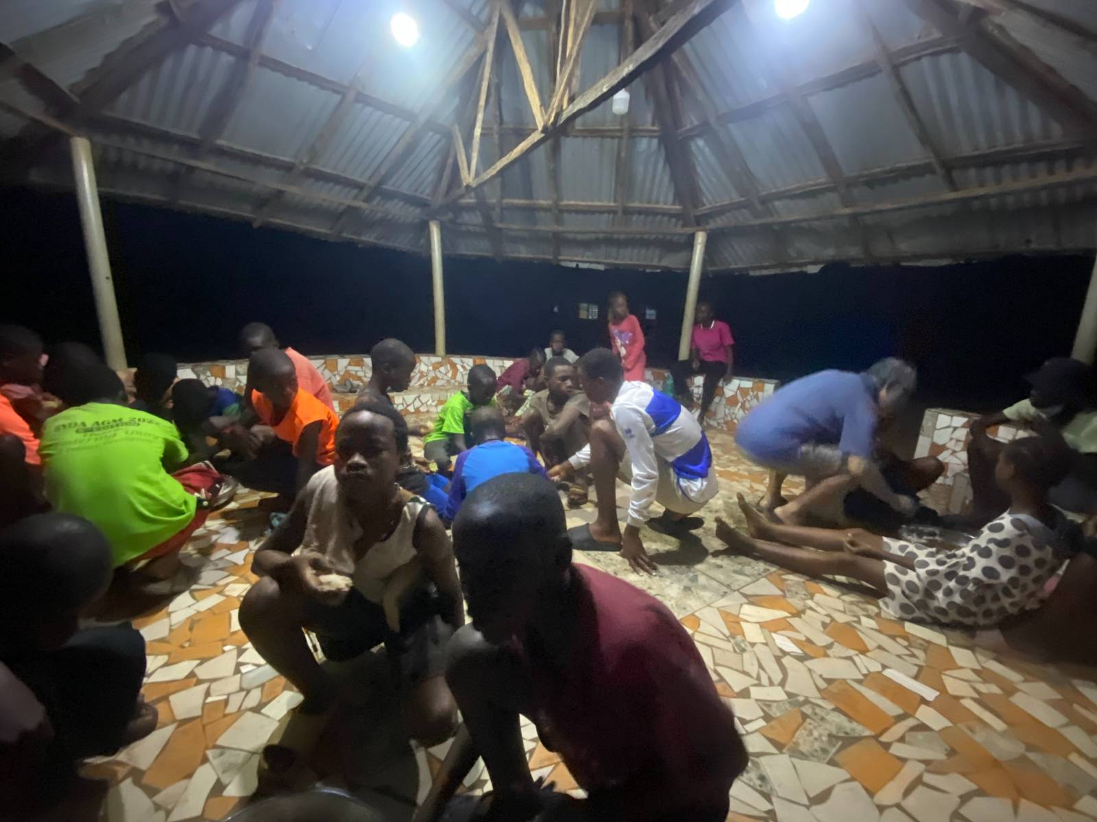 A photo of a communal meal