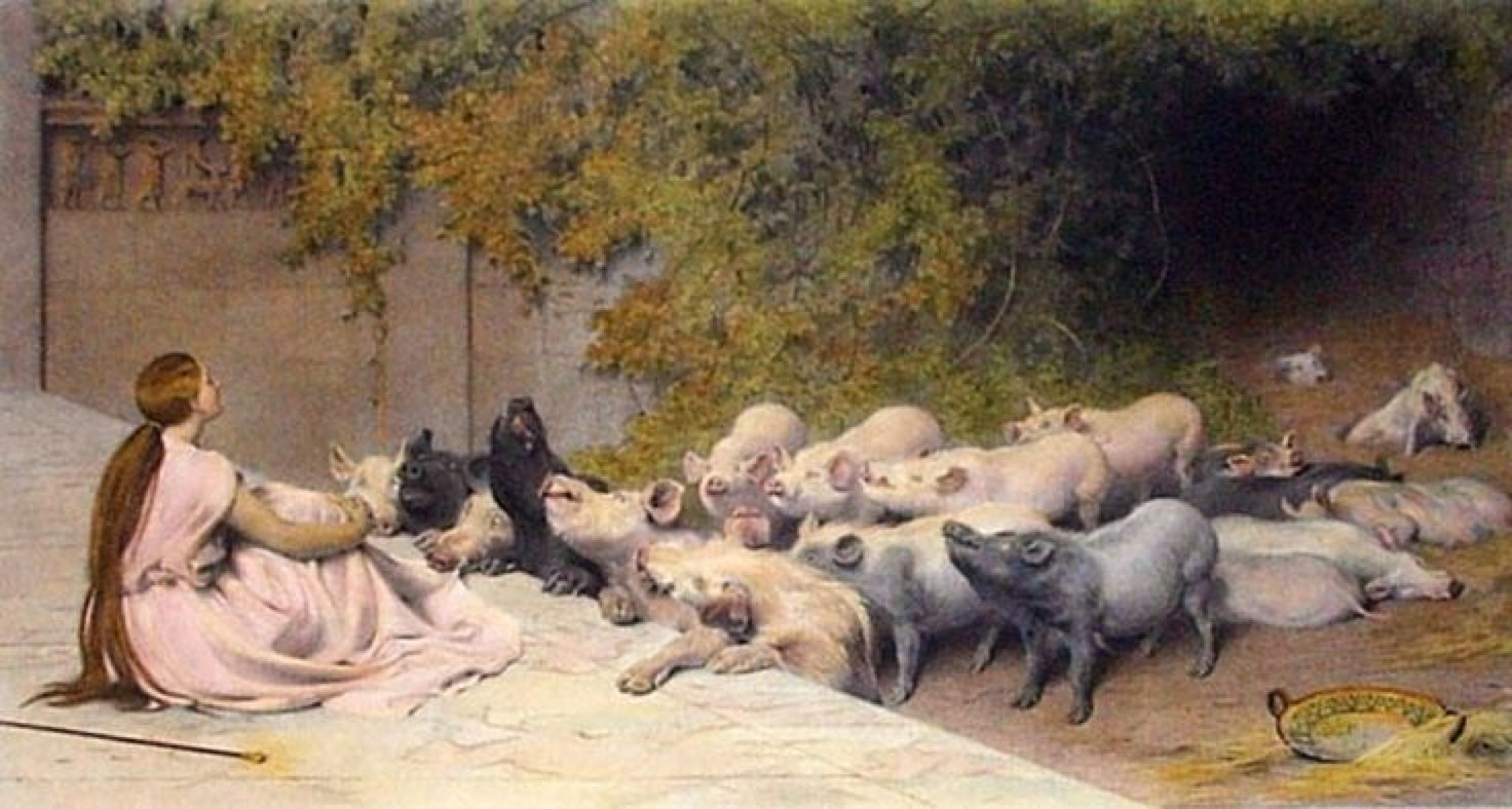 Briton Rivière (1840-1920), Circe and her Swine (before 1896)