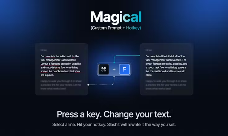 랜딩 페이지 일부. 잘 만든 디자인으로 보여 가져왔습니다! AI 사용 여부는 알 수 없습니다. © Slashit