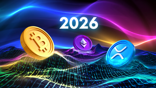 2026년 암호화폐 시장은 강력한 상승과 조정이 반복되는 변동성 장세가 예상된다. [사진: Reve AI]