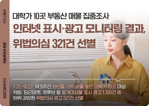 2025년10월10일 국토교통부 ‘청년 밀집 대학가 부동산 매물 인터넷 표시·광고 모니터링 결과’ 내용 분석 및 비즈니스 인사이트의 썸네일 이미지