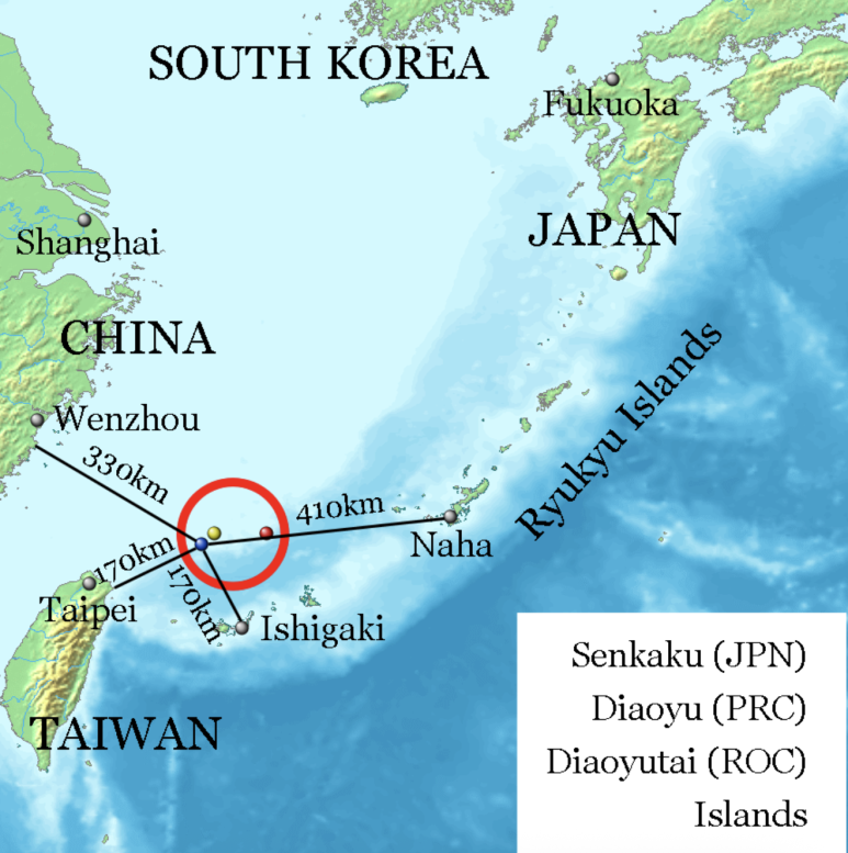 대만과 가까운 센가쿠 열도(중국명 댜오위댜오)