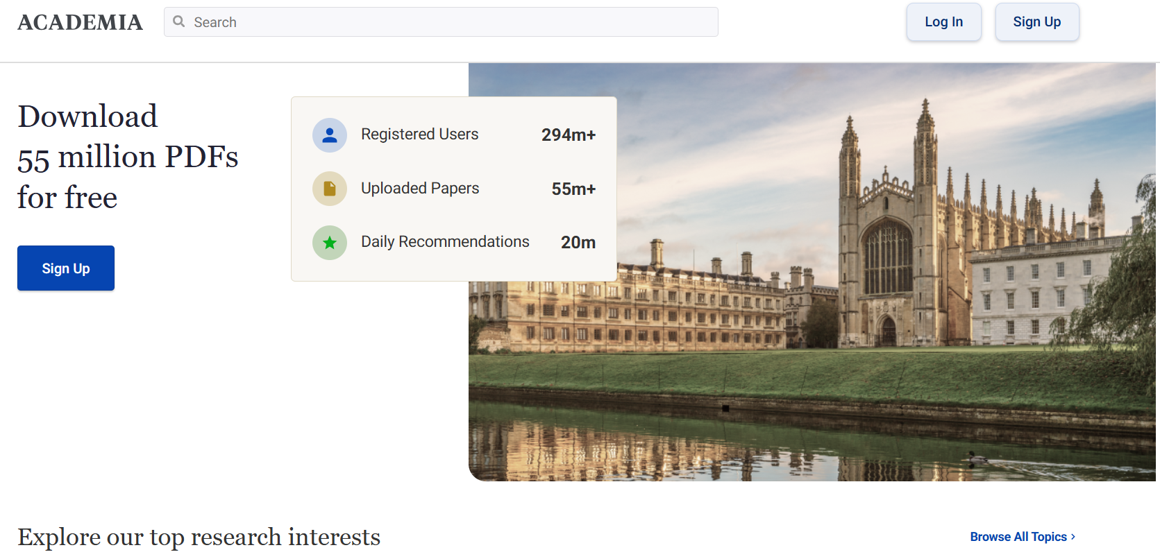 아카데미아닷컴(academia.edu) 홈페이지 사진 (클릭시 해당 홈페이지로 이동해요)