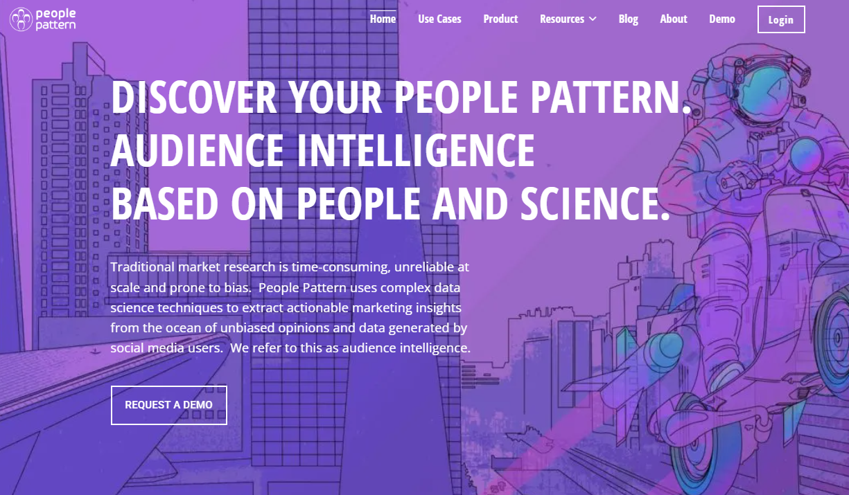 Audience Inttelligence 플랫폼, 'People Pattern' 웹사이트 모습이예요. 클릭시 사이트로 이동해요.