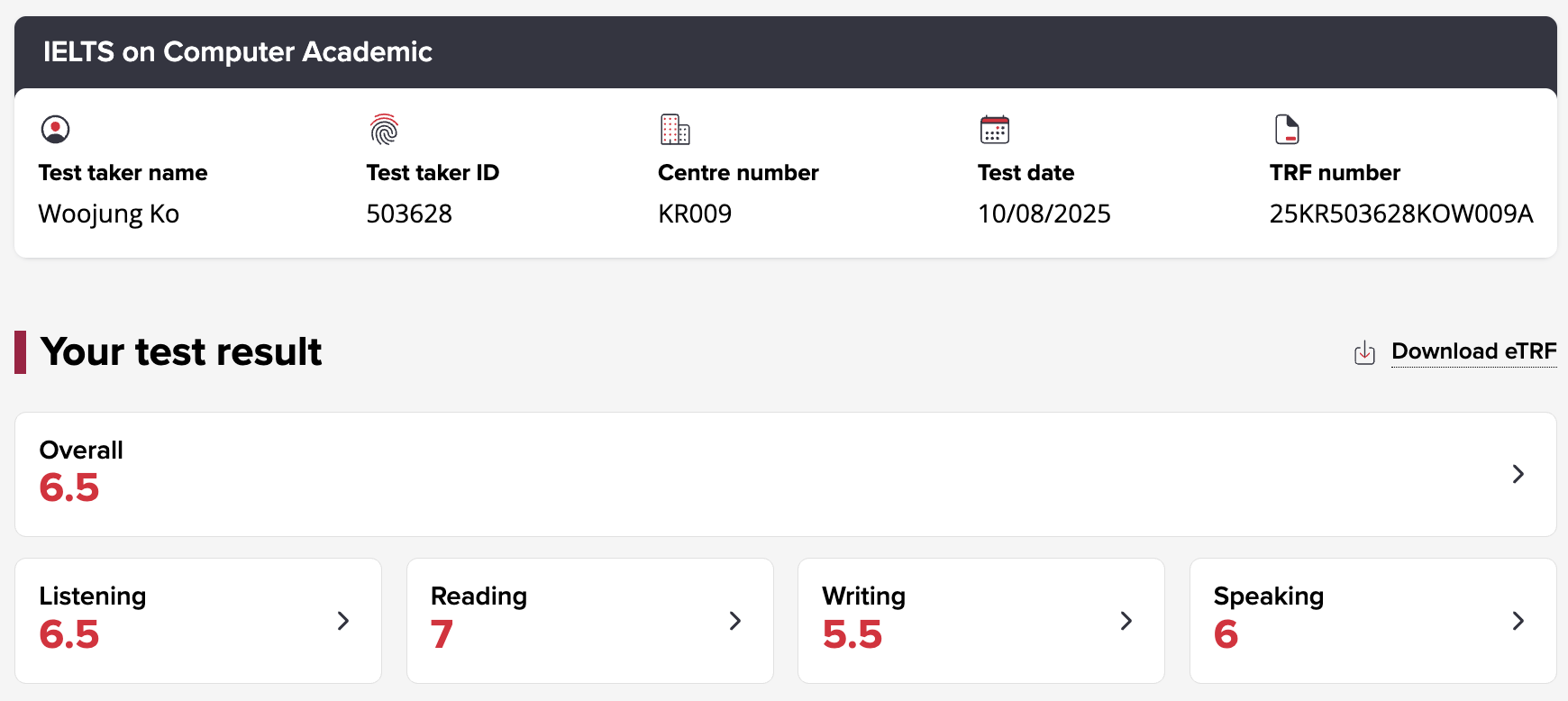 첫 시도, writing에서 0.5점이 부족해서 실패!