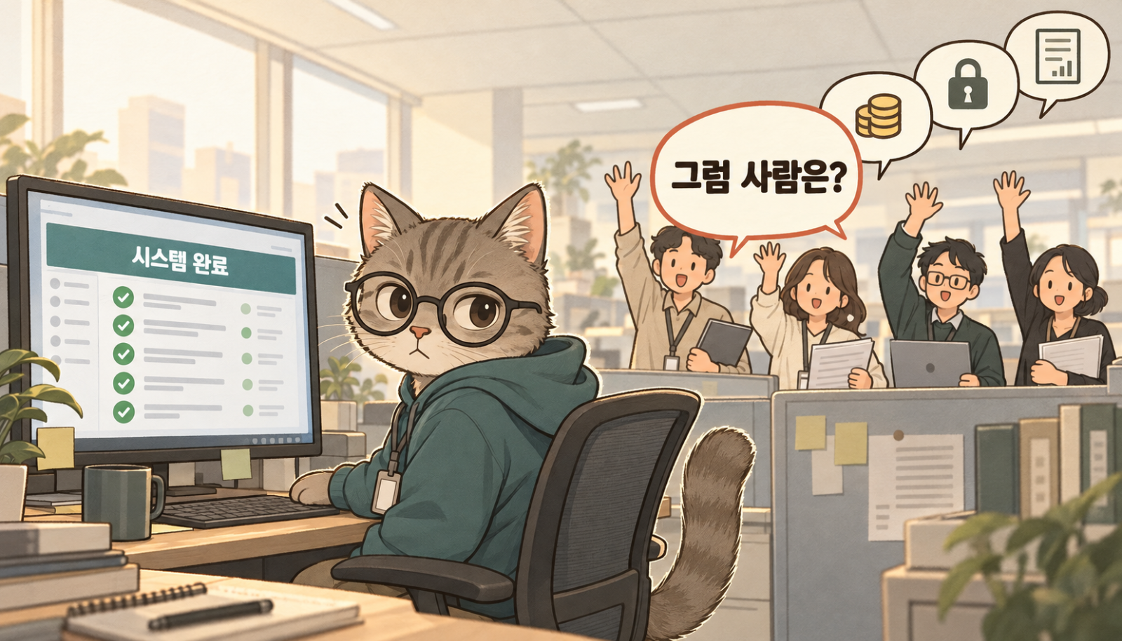 시스템은 금방 섰는데, 질문은 사람 쪽에서 쏟아집니다