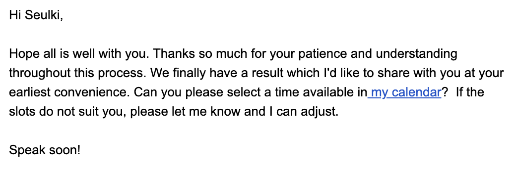 보통 경험 상 통화하자고 하면 최종 탈락인 것 같아요... (프로 최종 탈락러)