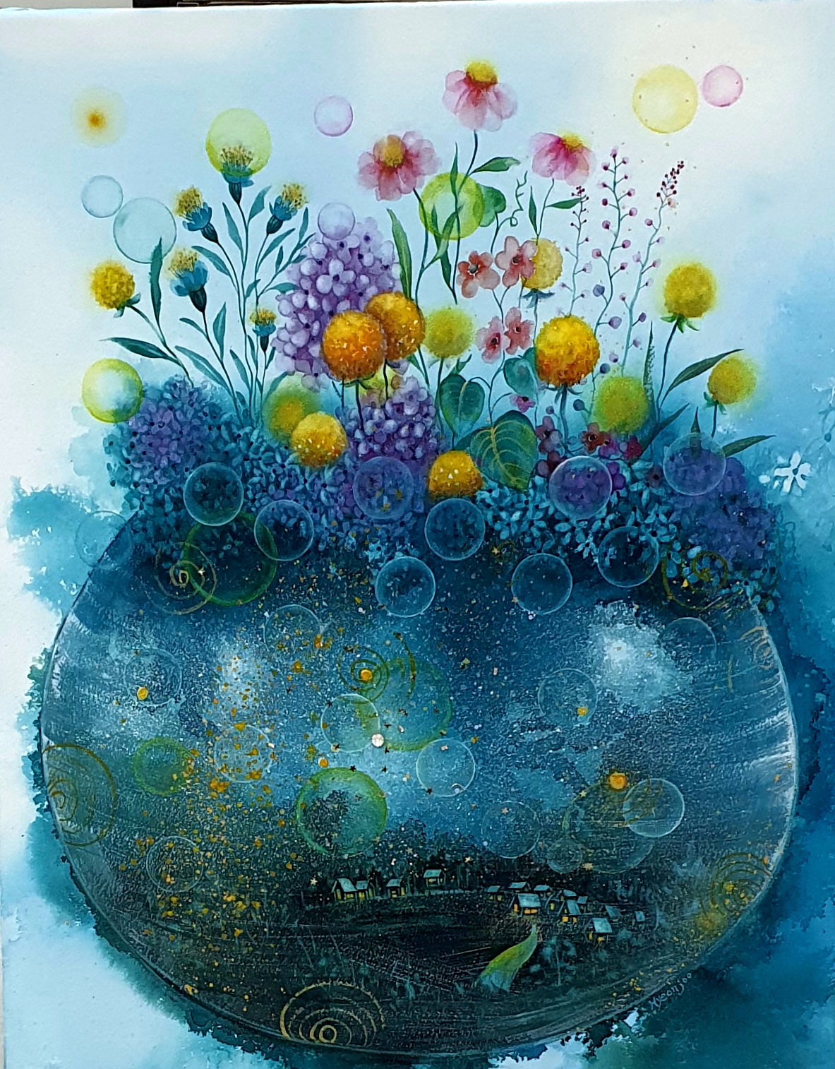 (꿈항아리3, 2026, watercolor on canvas, 65.1X53.0cm)