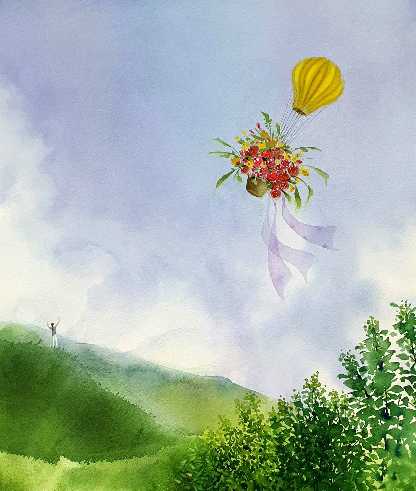 이현주, 배웅, watercolor on canvas, (53.0*45.5)cm, 2025