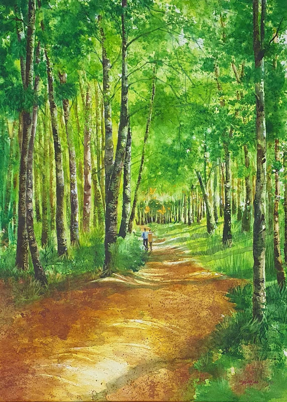 숲길(72.7*53.0)cm, watercolor on paper canvas, 이현주