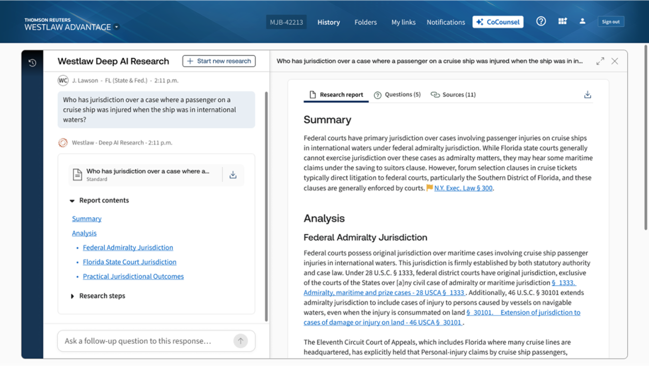 CoCounsel의 프로덕트 실행 이미지
