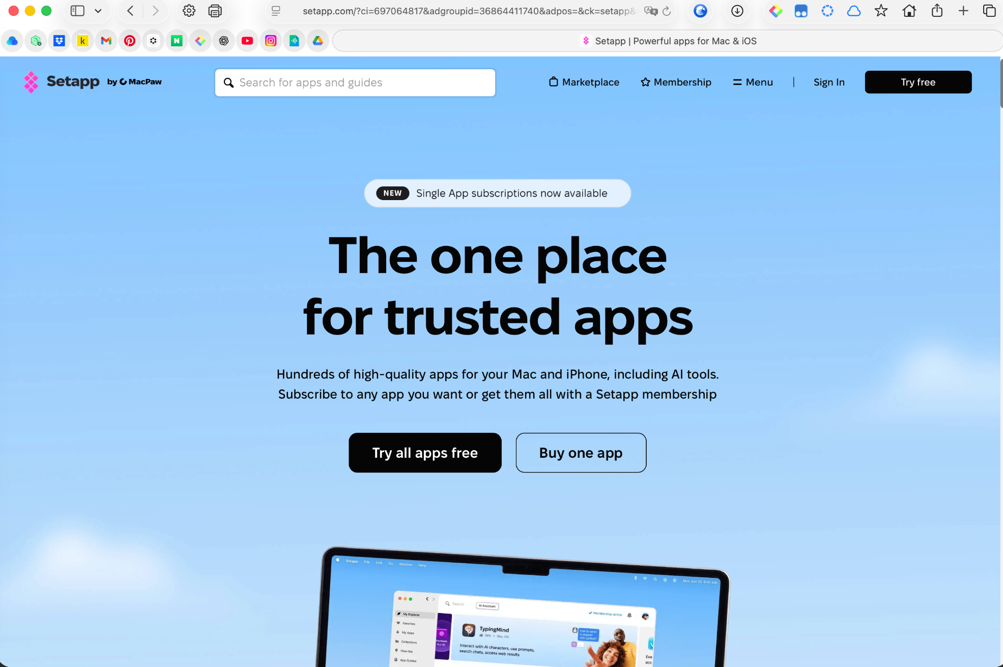 화면을 누르시면 Setapp 홈페이지로 넘어갑니다!