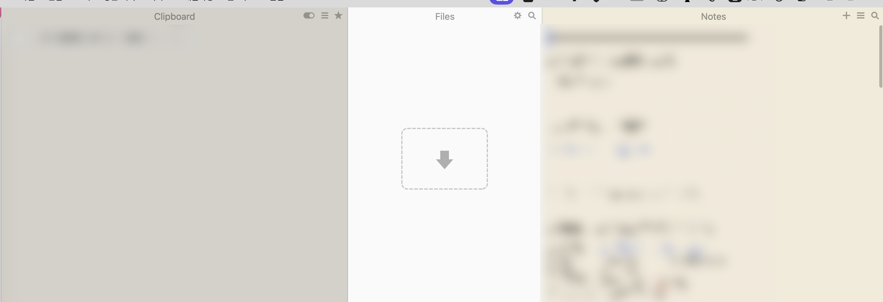 커맨드 + Q를 누르면 상단 메뉴 하단에 이렇게 나만의 임시 파일 보관함이!