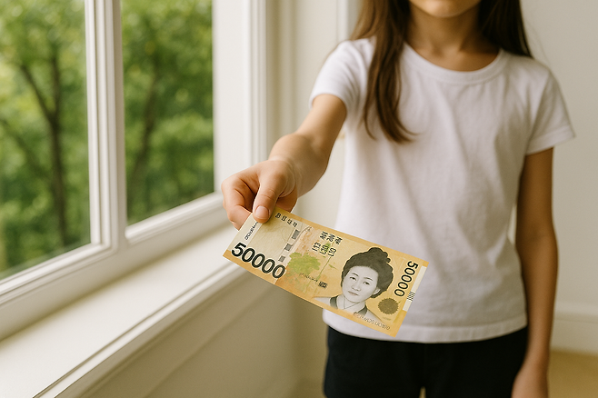 아이 손에 들린 오만 원_ChatGPT 생성 이미지