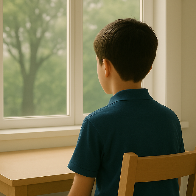 창밖을 멍하니 바라보는 아이_ChatGPT 생성 이미지