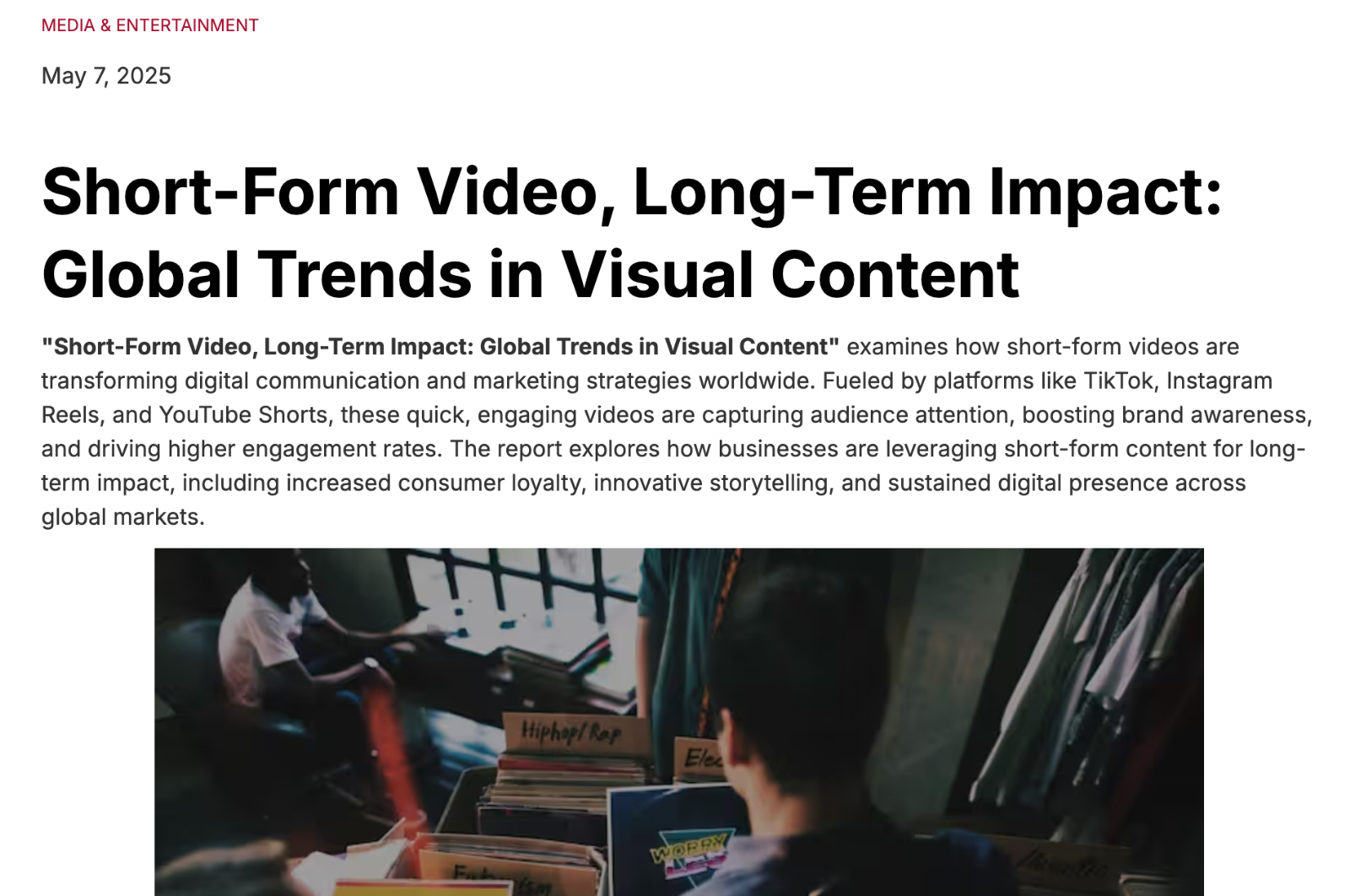 2025년 초 기준, 단편 동영상 콘텐츠는 전 세계 모바일 데이터 소비량의 80% 이상을 차지할 것이라 전망했다.(시스코 글로벌 전망)(출처: bostonbrandmedia)