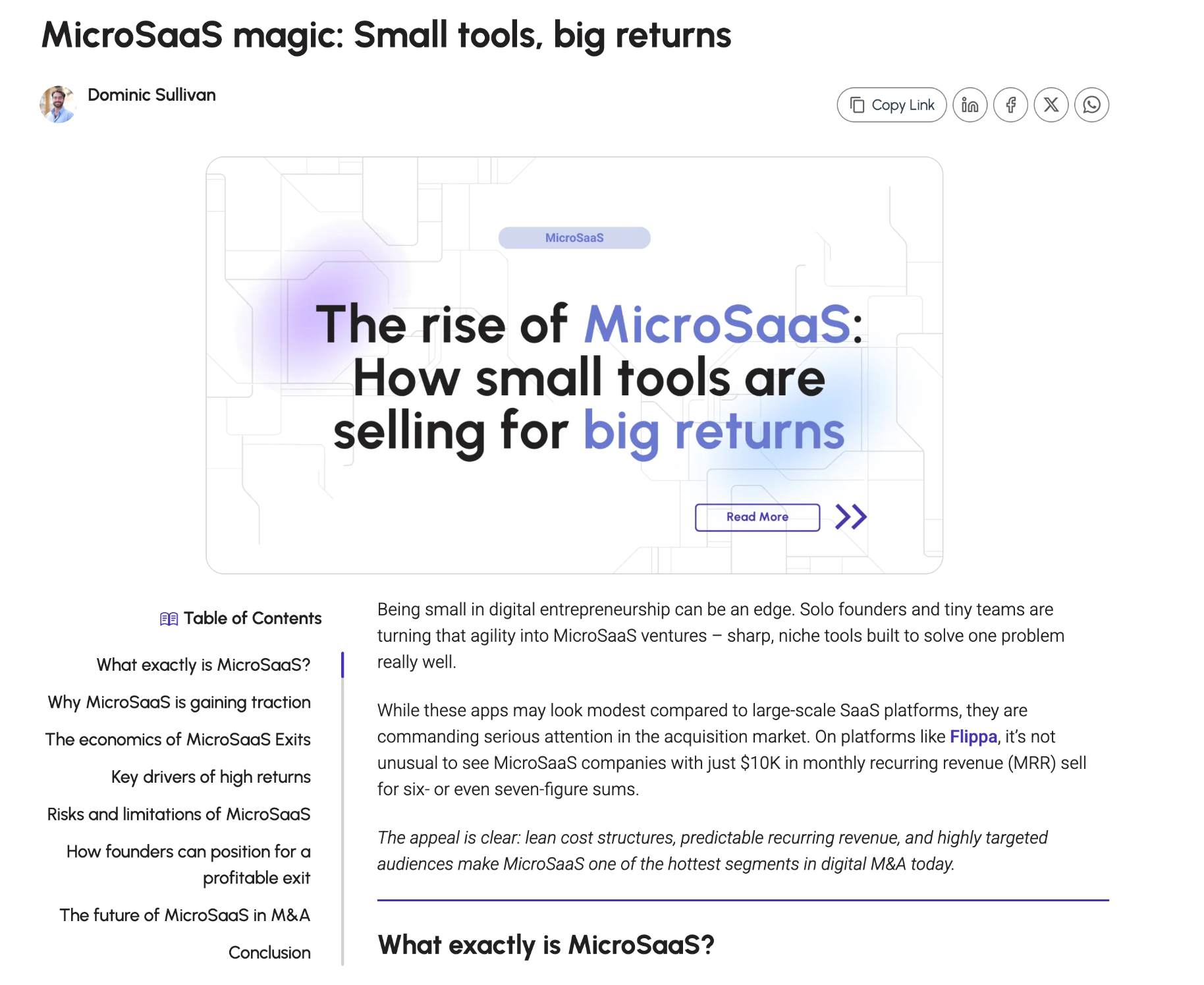 단 하나의 문제를 날카롭게 해결하는 작은 SaaS들이 지금 M&A 시장의 가장 뜨거운 세그먼트로 떠오르고 있다.
구독 기반의 예측 가능한 수익, 높은 고객 유지율, 70~85%에 이르는 높은 마진 구조 덕분에 인수자들은 “이 앱, 내가 키워서 더 큰 수익을 낼 수 있겠다”는 확신으로 움직인다(출처: tekpon.com)