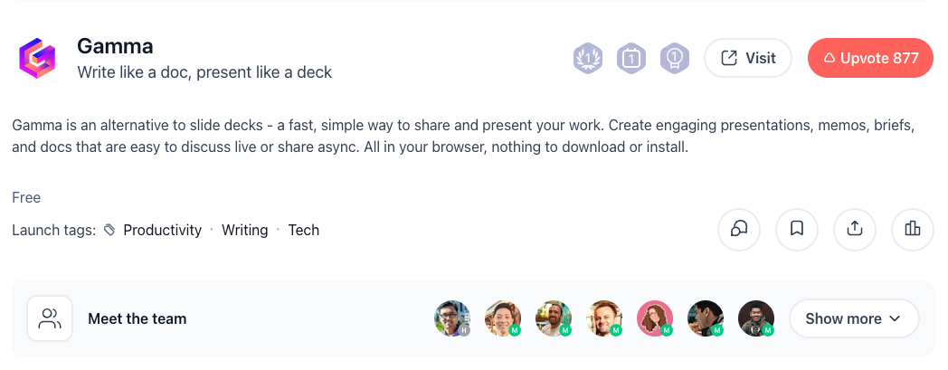 이달의 + 이주의 + 오늘의 프로젝트 1위 상을 받았어요. (출처 : https://www.producthunt.com)